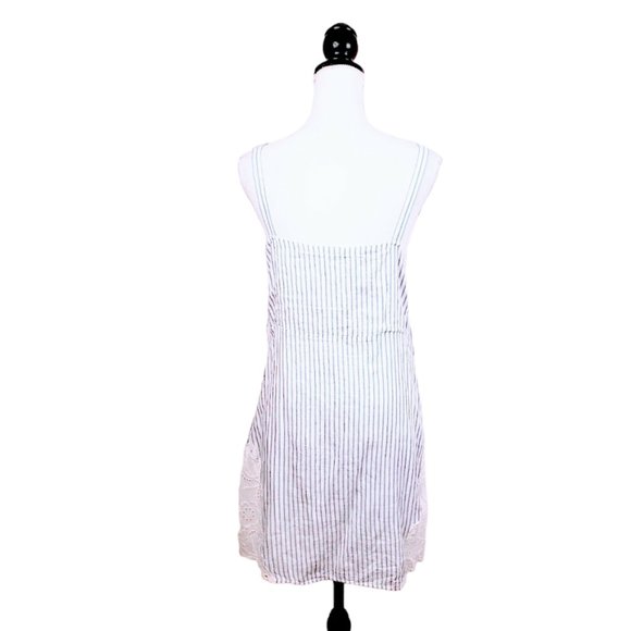 ZARA TRAFALUC Mini Dress, Blue White Striped 100% Cotton Lace Casual Boho, M - Picture 5 of 14